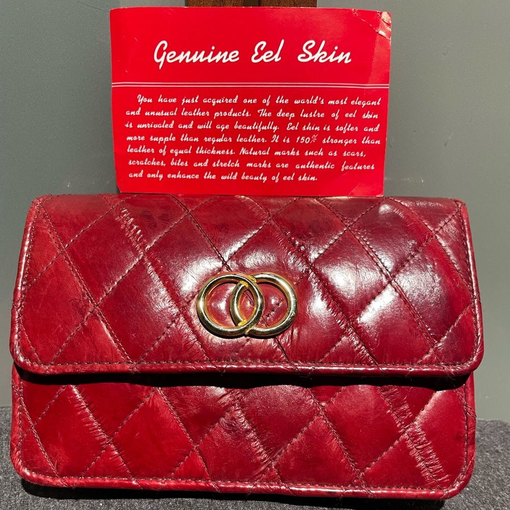 Vintage Eel Skin Mini Clutch Evening Hand Bag Purse
